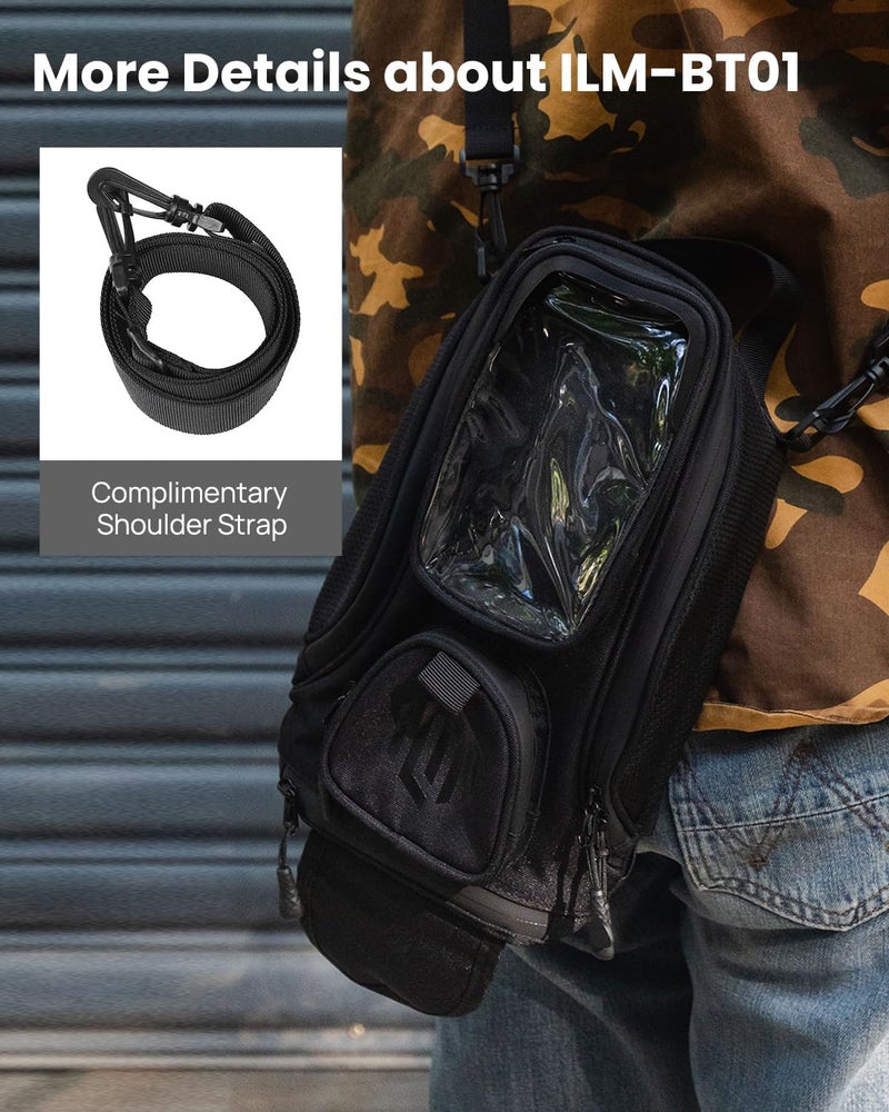 ILM Motorcycle Tank Bag Magnetic 4 Straps Reinforced Fastening Waterproof Touch Screen Phone Pouch Motorbike BT01 - Image 5